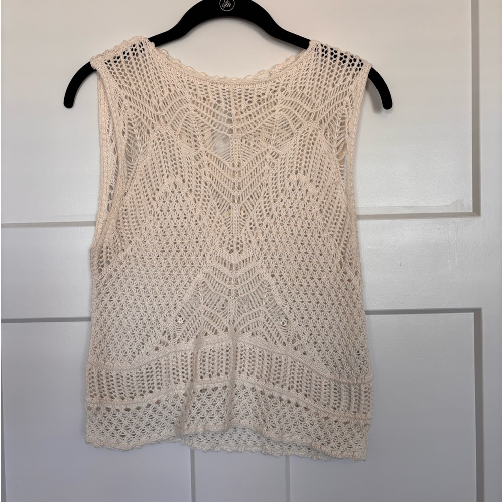 Cream Crochet Sleeveless Top
